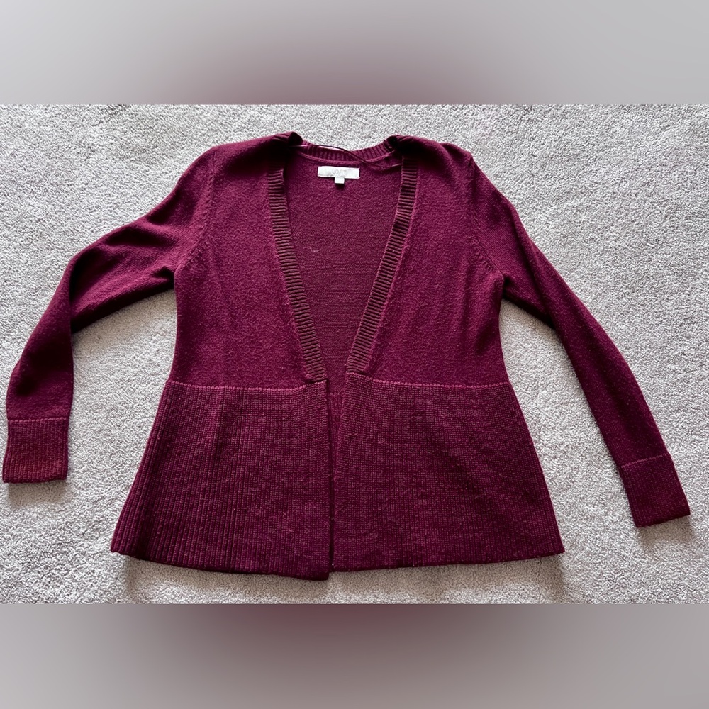 LOFT Deep Burgundy Open Cardigan
